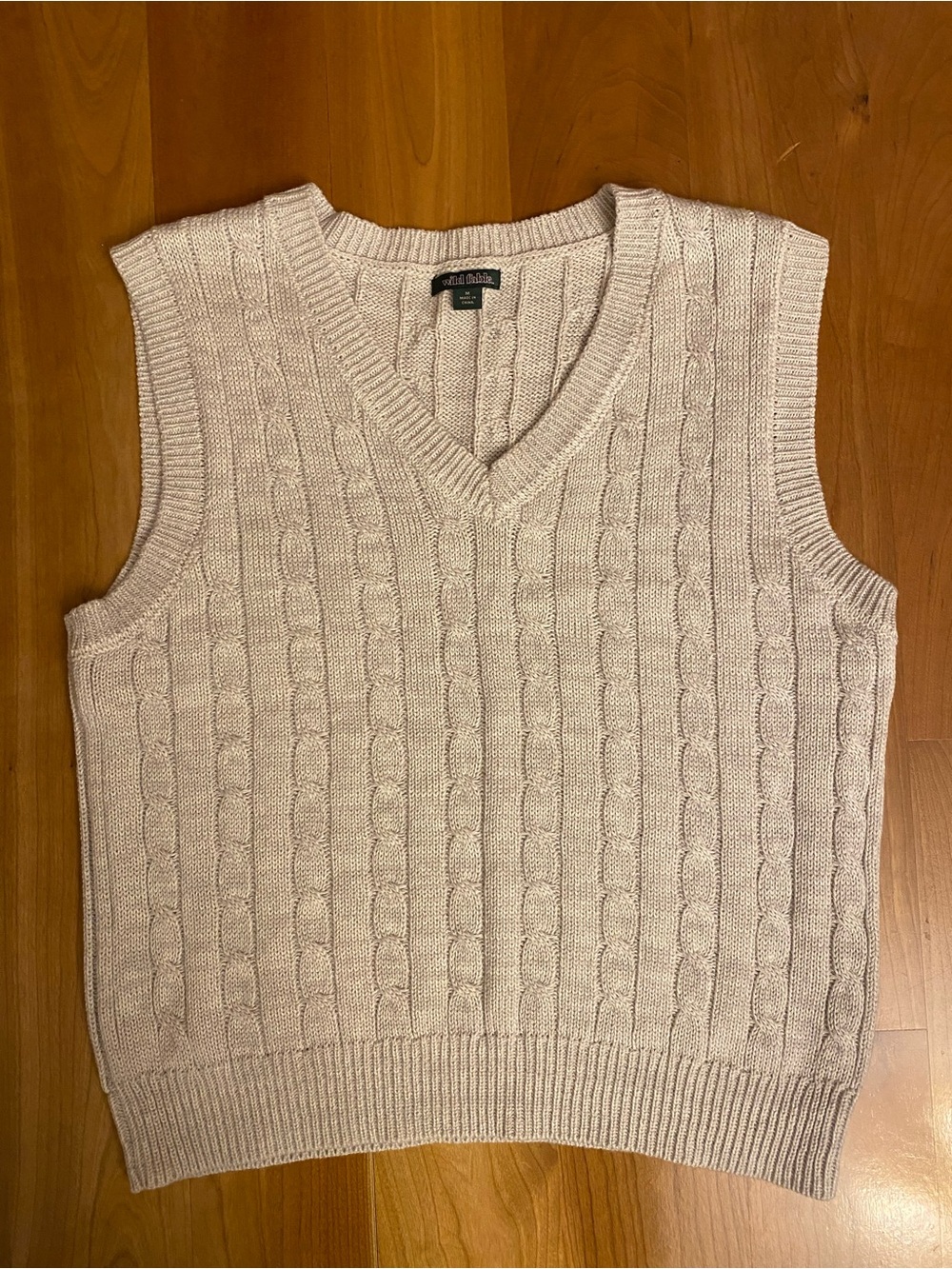 Wild Fable Beige Cable Knit V-Neck Sweater Vest